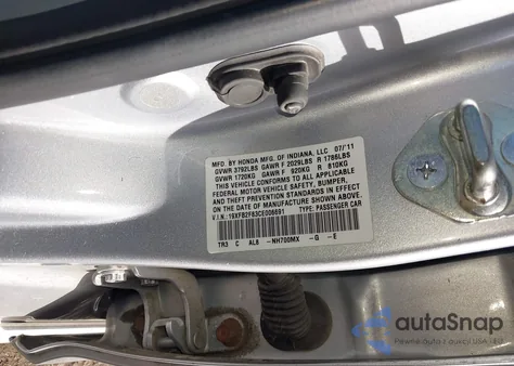 2012 Honda Civic Ex z USA, uszkodzony, nr VIN 19XFB2F83CE006691